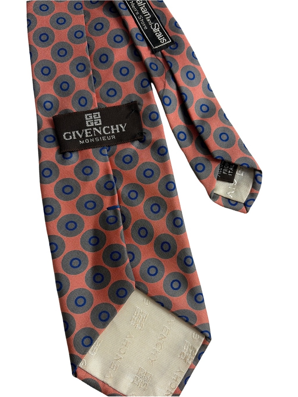 Givenchy Monsieur Pink and Blue Silk Circle-Pattern Tie